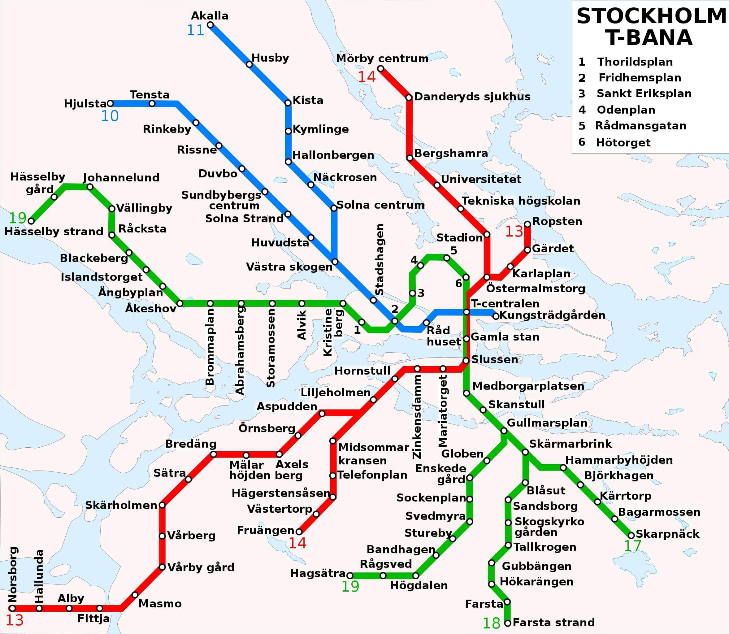 Stockholm metro map T-Bana